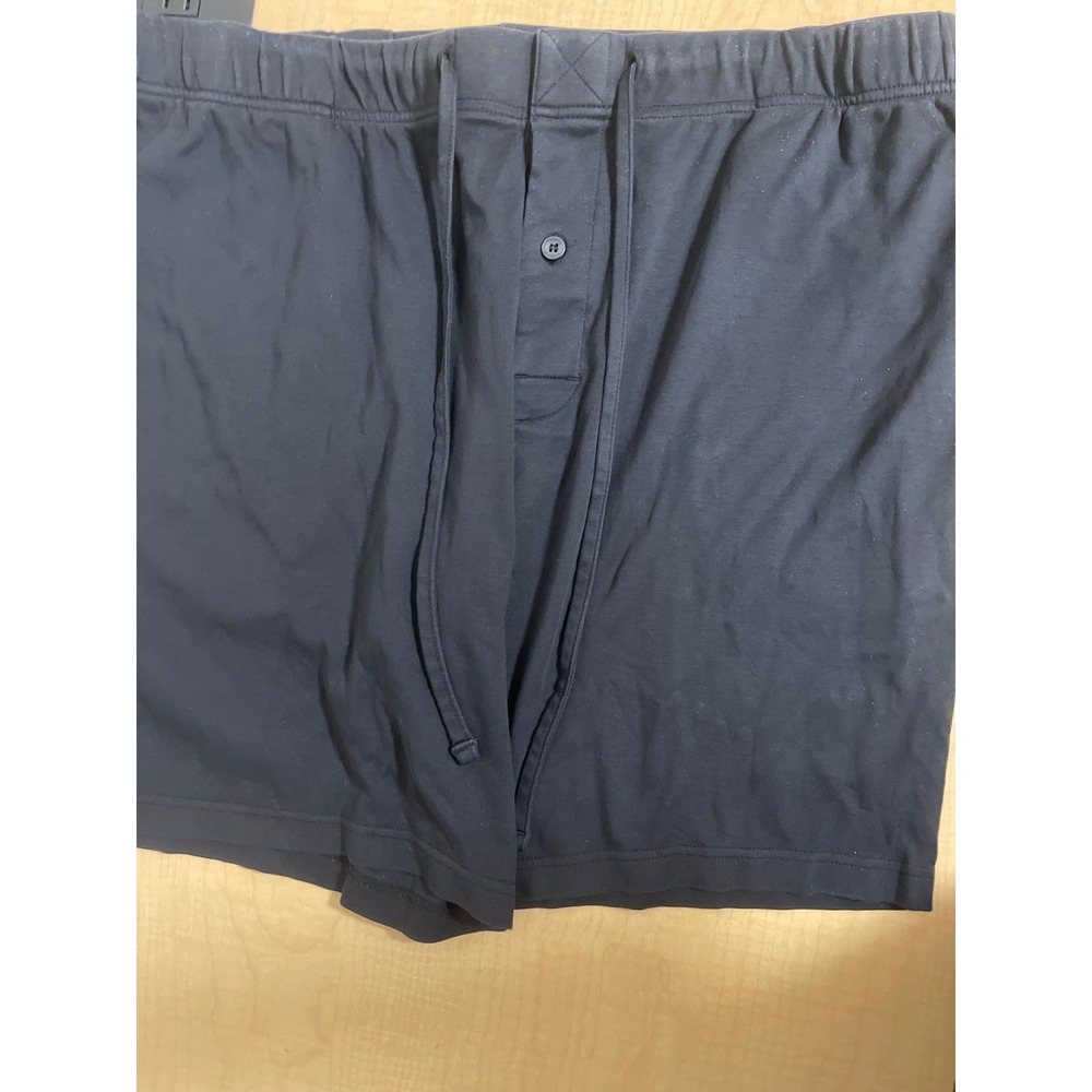 Murano Mens XL Black Cotton Jersey Lounge Sleep Shorts Drawstring Button Fly